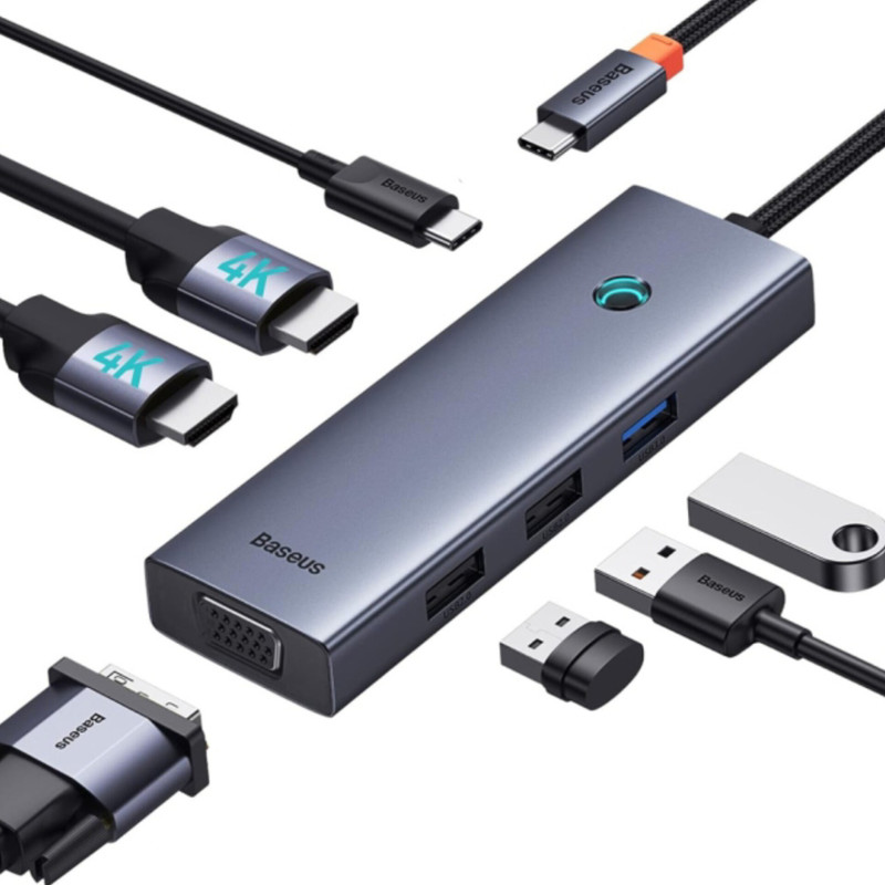 هاب 7 پورت USB-C بیسوس مدل BS-OH117 Triple Display