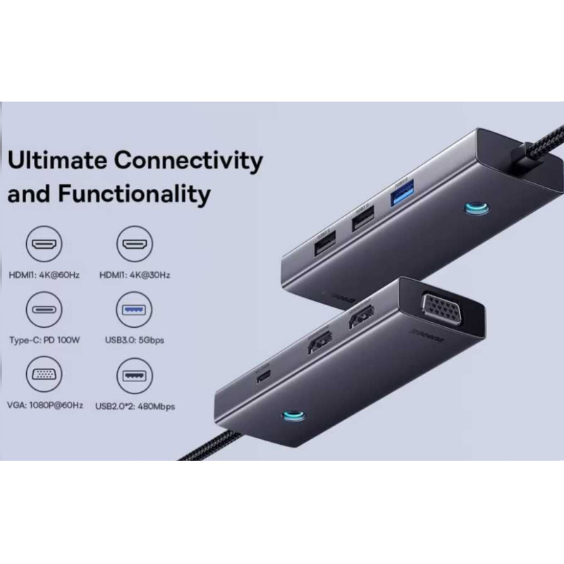 هاب 7 پورت USB-C بیسوس مدل BS-OH117 Triple Display