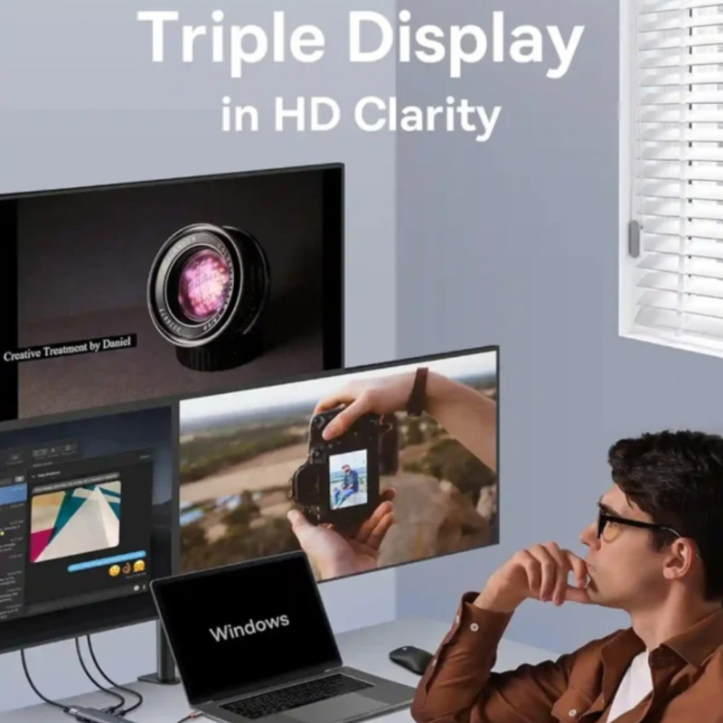 هاب 7 پورت USB-C بیسوس مدل BS-OH117 Triple Display