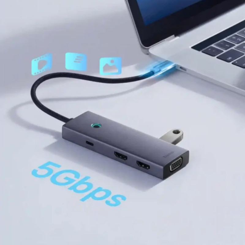 هاب 7 پورت USB-C بیسوس مدل BS-OH117 Triple Display