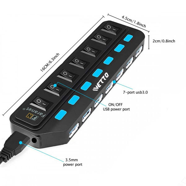 هاب USB 3.0 هفت پورت فرانت مدل FN-U3H701S