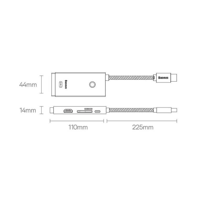 هاب 6 پورت USB-C باسئوس مدل BS-OH020