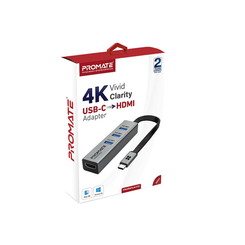 هاب 4 پورت USB-C پرومیت مدل MEDIAHUB-C3