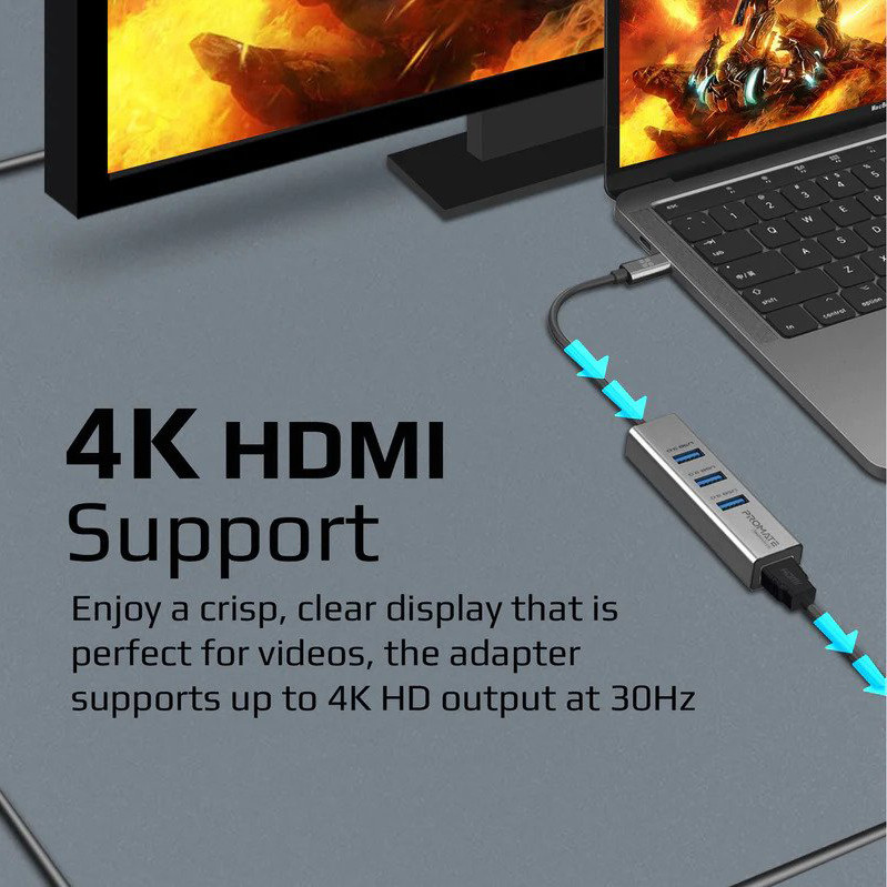 هاب 4 پورت USB-C پرومیت مدل MEDIAHUB-C3