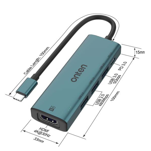 هاب 5 پورت USB-C اونتن مدل UC123