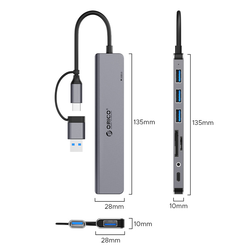 هاب 8 پورت USB-C اوریکو مدل YSA8-U3