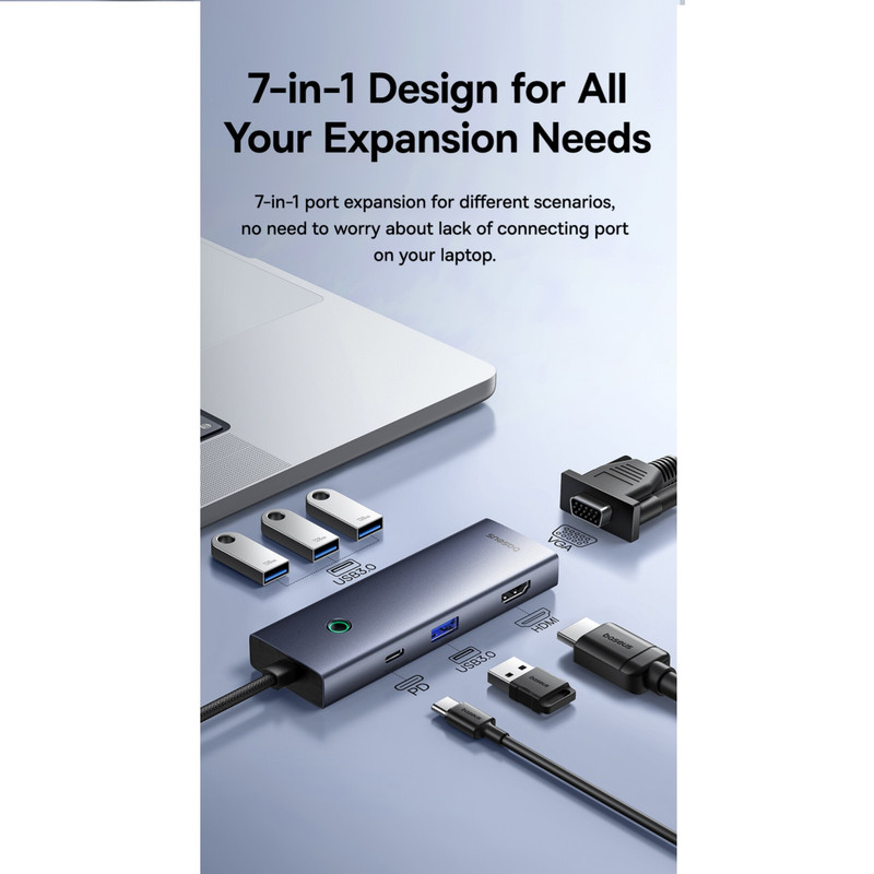 هاب 7 پورت USB-C بیسوس مدل B00052803811-01