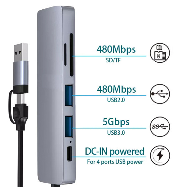 هاب 6 پورت USB3.0 ایراسکای مدل HC-13FL