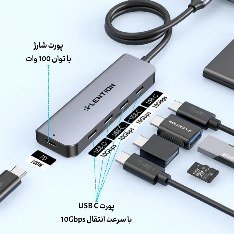هاب 5 پورت USB-C لنشن مدل Ce31S
