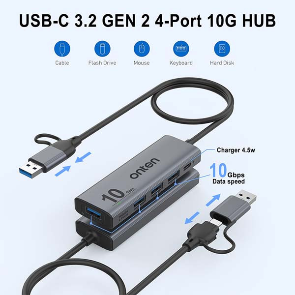 هاب 4 پورت USB-A / USB-C اونتن مدل UCA611