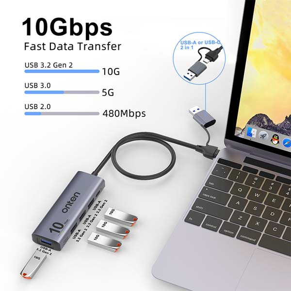 هاب 4 پورت USB-A / USB-C اونتن مدل UCA611