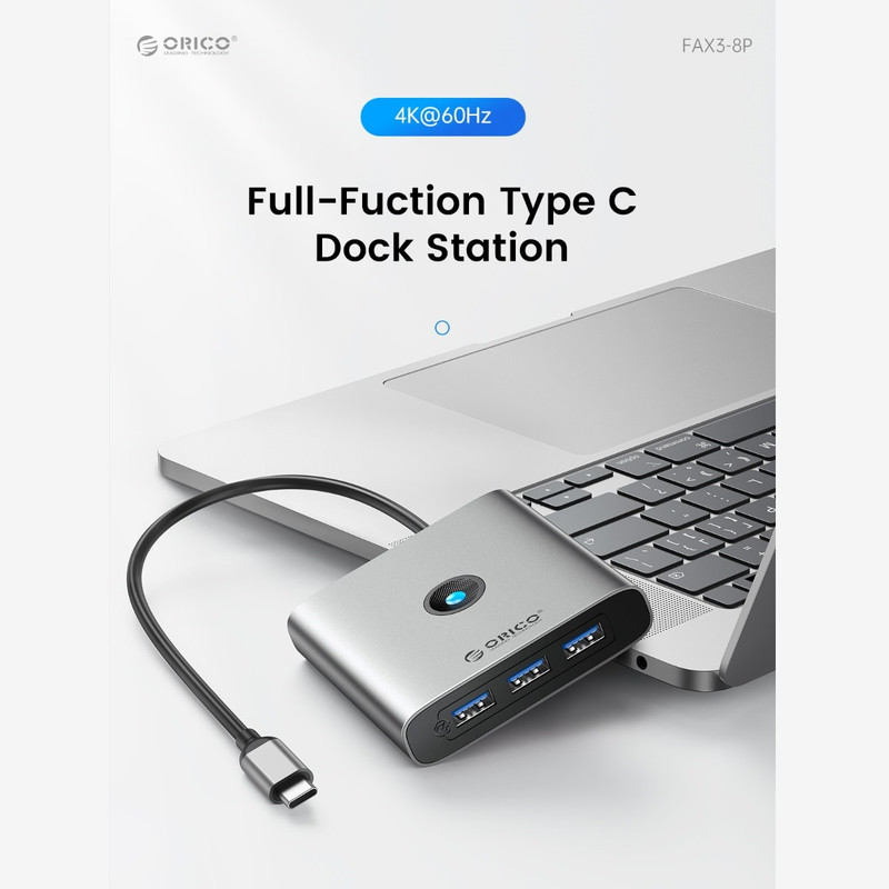 هاب 8 پورت Type-C اوریکو مدل ORICO-FAX-8P