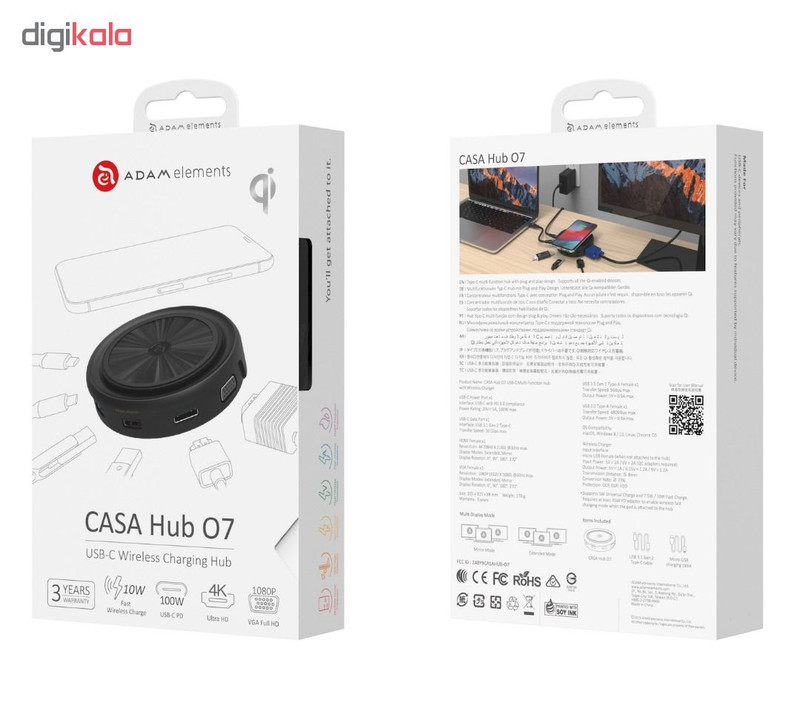 هاب ۷ پورت USB-C آدام المنتس مدل CASA O7