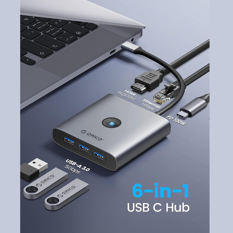 هاب 6 پورت usb-C اوریکو مدل FAX 6PR