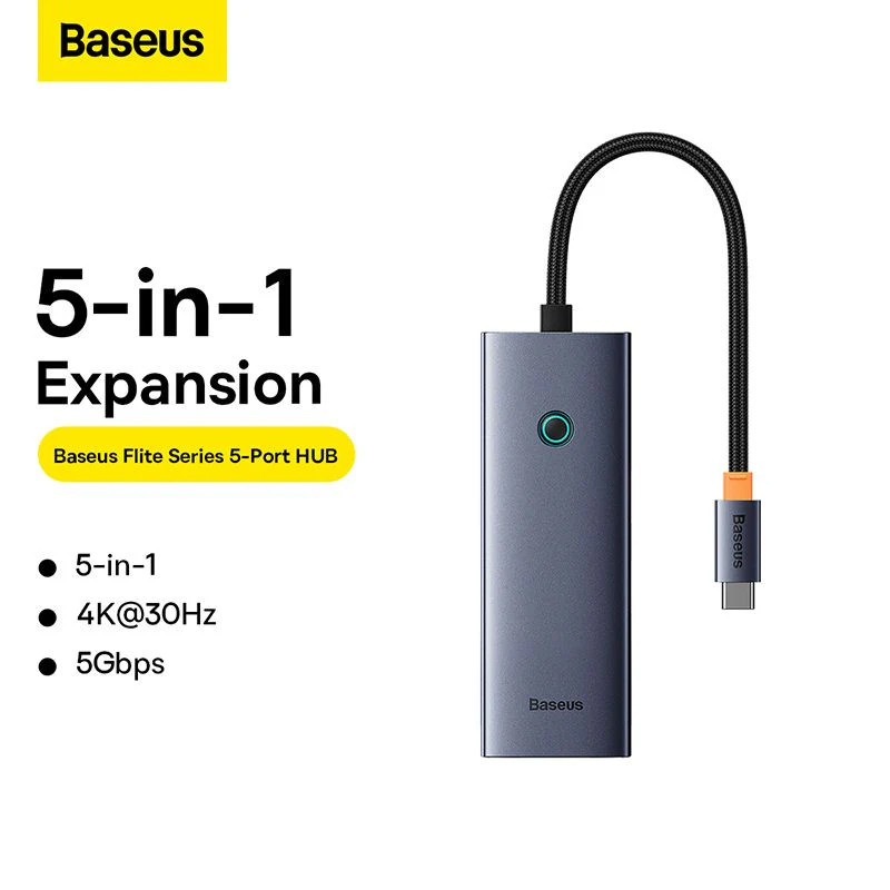 هاب 5 پورت USB-C بیسوس مدل UltraJoy Series HDMI-4K 30Hz Clarity BS-OH110