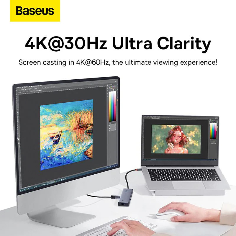 هاب 5 پورت USB-C بیسوس مدل UltraJoy Series HDMI-4K 30Hz Clarity BS-OH110