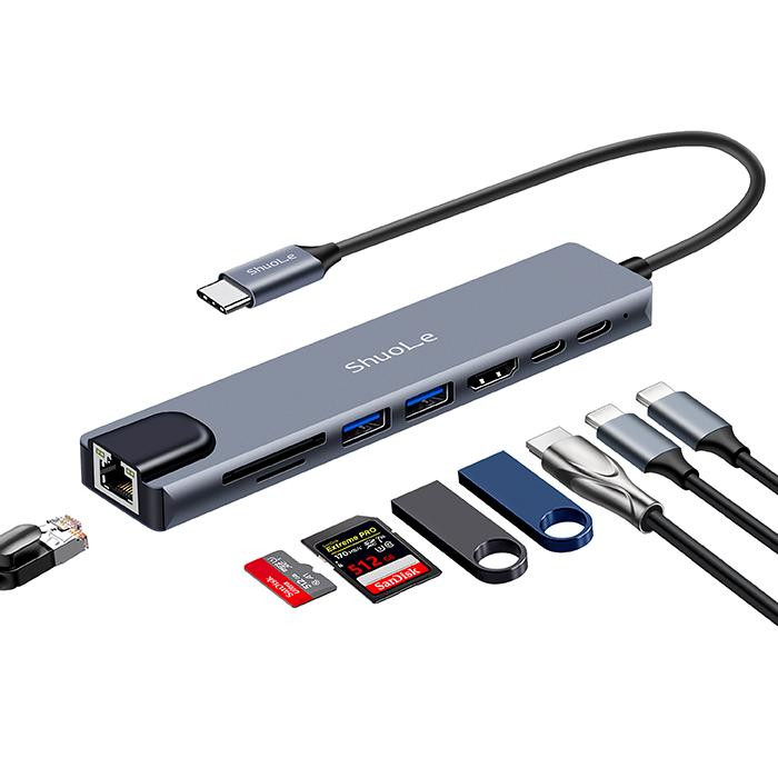 هاب ۸ پورت USB-C شوله مدل H801