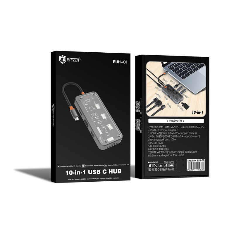 هاب 10 پورت USB-C آیزن مدل 10in1 EUH-01