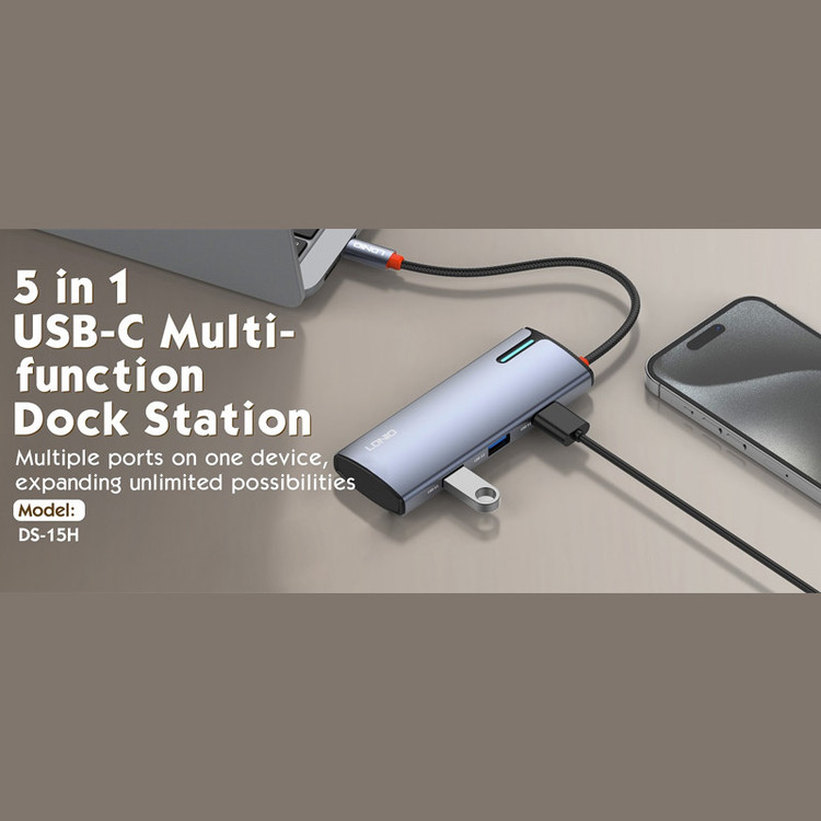 هاب 5 پورت USB-C الدینیو مدل DS-15H