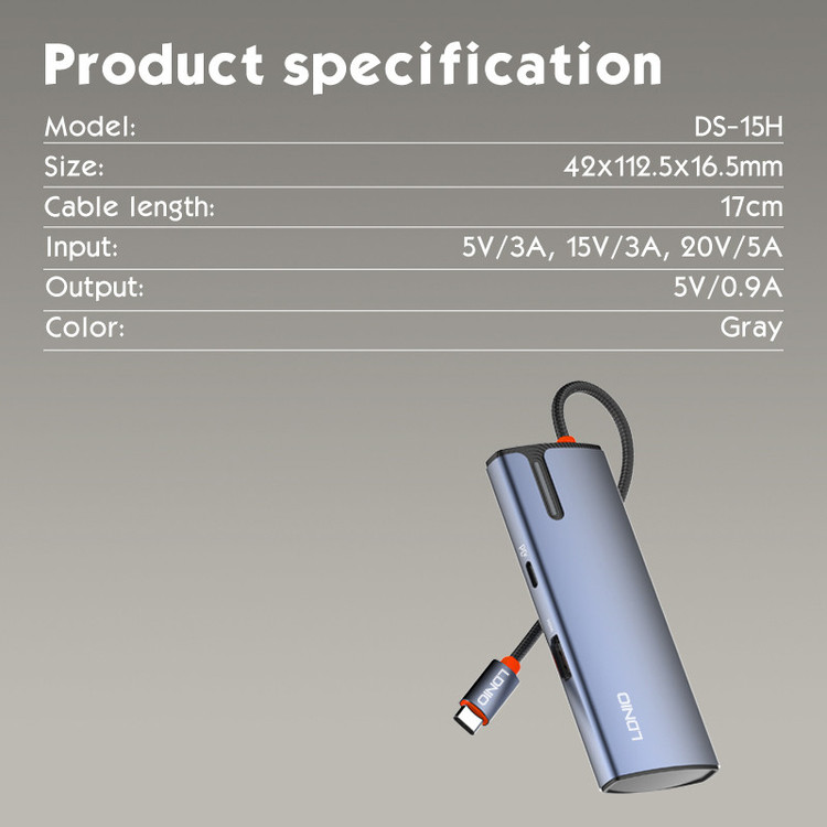 هاب 5 پورت USB-C الدینیو مدل DS-15H