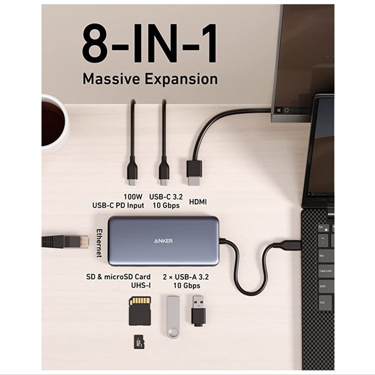هاب 8 پورت USB-C انکر مدل PowerExpand 8-in-1 A8383