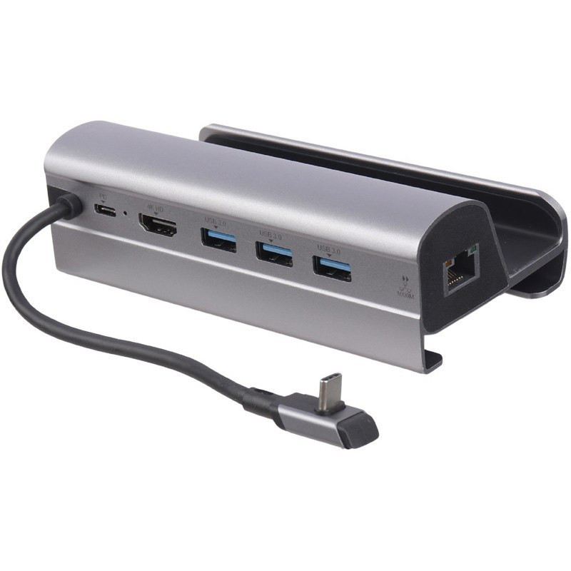 هاب 6 پورت تایپ سی ایراسکای مدل HC-86، با درگاه HMDI 4K، LAN 10/100/1000، PD 60w
