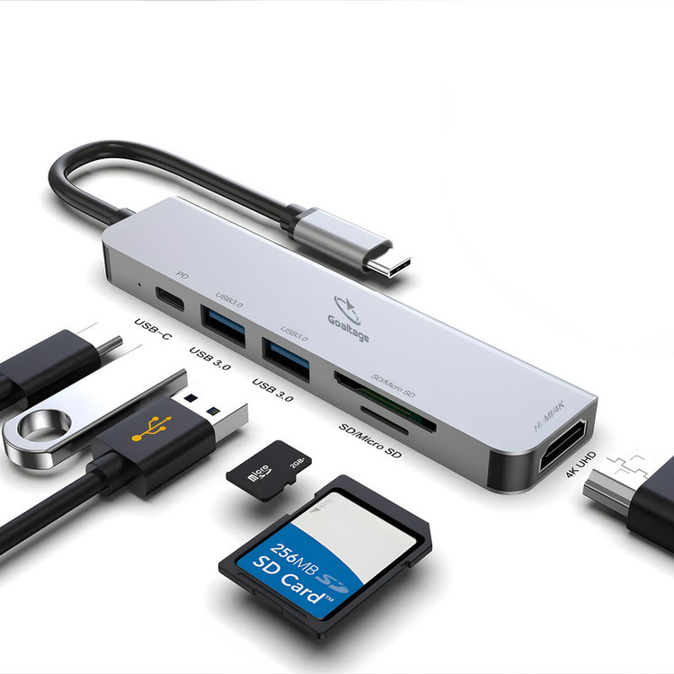 هاب 6 پورت USB-C گلتیج مدل HU01 55W