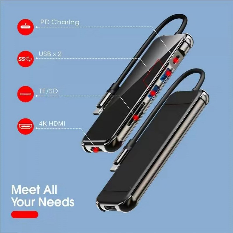 هاب 6 پورت آی فورتک مدل 6in 1 USB-C HUB+CARD reder