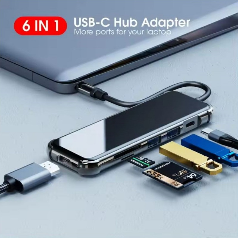 هاب 6 پورت آی فورتک مدل 6in 1 USB-C HUB+CARD reder