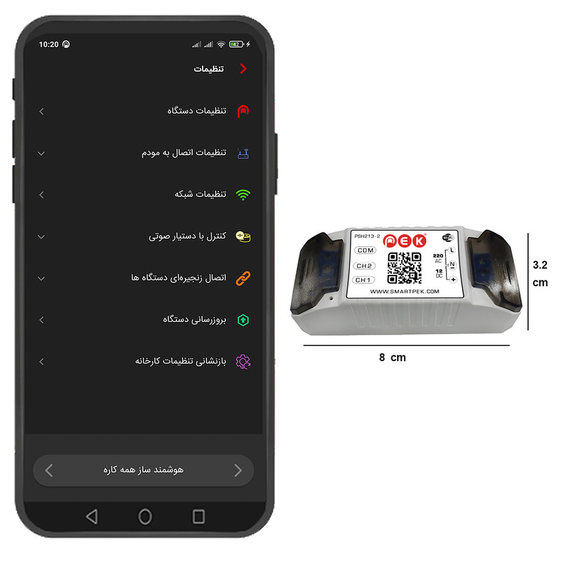 رله سوئیچ هوشمند پِک مدل دو کانال