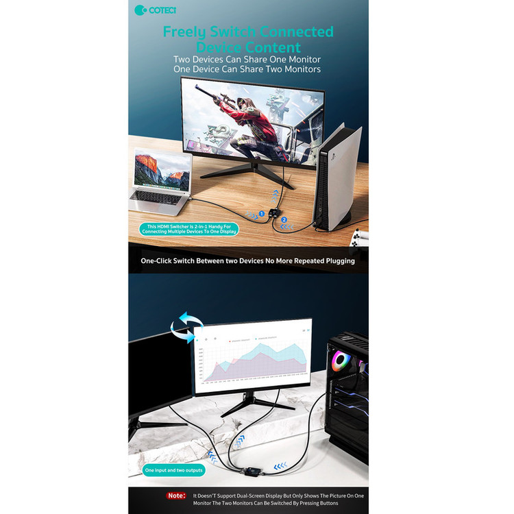 سوئیچ 1 به 2 HDMI کوتتسی مدل OF-035