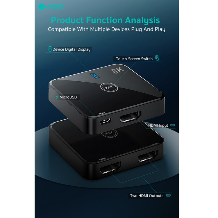 سوئیچ 1 به 2 HDMI کوتتسی مدل OF-035