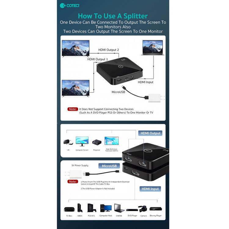 سوئیچ 1 به 2 HDMI کوتتسی مدل OF-035