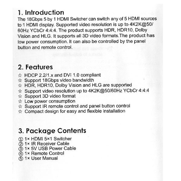 سوئیچ 5 پورت HDMI فرانت مدل FN-S251