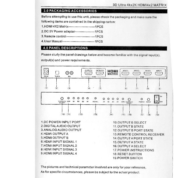 سوئیچ 4 به 2 HDMI مدل TC-HMX-42