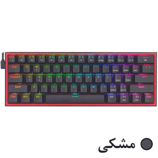 کیبورد گیمینگ ردراگون مدل K617 FIZZ، سوییچ مکانیکال قرمز، Tenkeyless، نورپردازی RGB