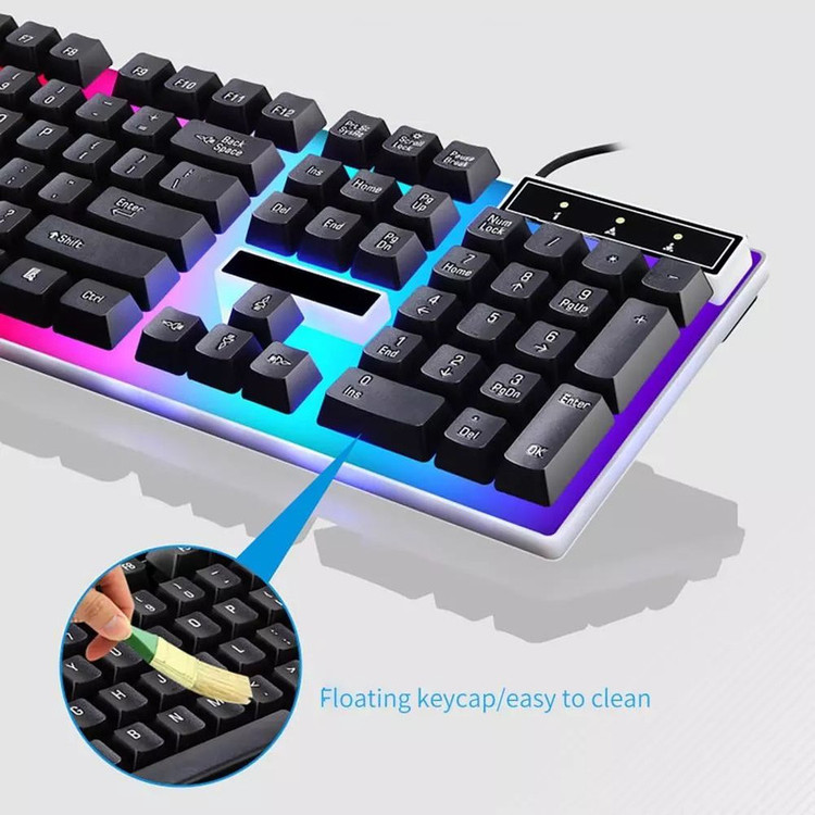کیبورد و ماوس گیمینگ مدل G21B، سوییچ ممبران، Full-size، نورپردازی RGB