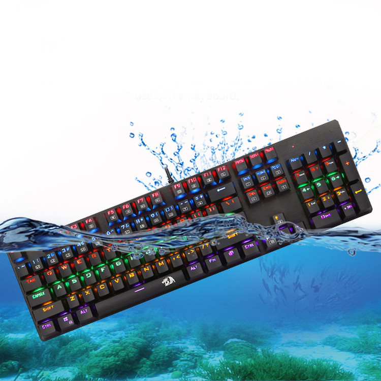 کیبورد گیمینگ ردراگون مدل K208، سوییچ مکانیکال آبی، Full-Size، نورپردازی RGB