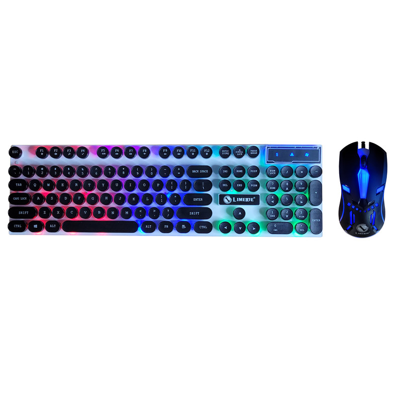 کیبورد و ماوس گیمینگ لایمید مدل GTX300NEW RGB سوئیچ ممبران، Full-Size، نور پردازی LED RGB