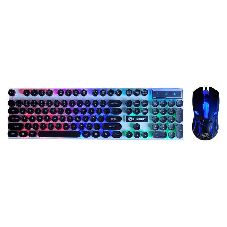 کیبورد و ماوس گیمینگ لایمید مدل GTX300NEW RGB سوئیچ ممبران، Full-Size، نور پردازی LED RGB