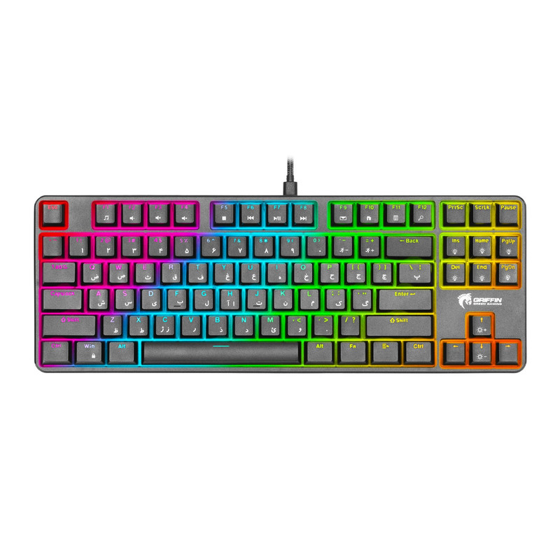 کیبورد گیمینگ گرین مدل GK801-RGB، سوئیچ مکانیکال آبی، Tenkeyless، نورپردازی RGB