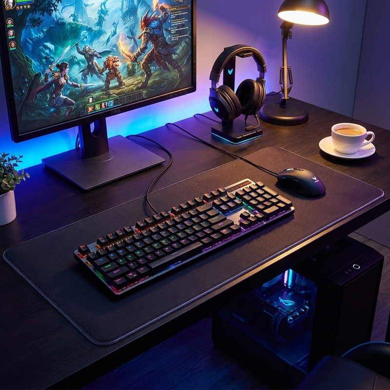 کیبورد مخصوص بازی مکانیکی رپو مدل V500PRO، مکانیکال سوییچ آبی، Full size، نورپردازی RGB