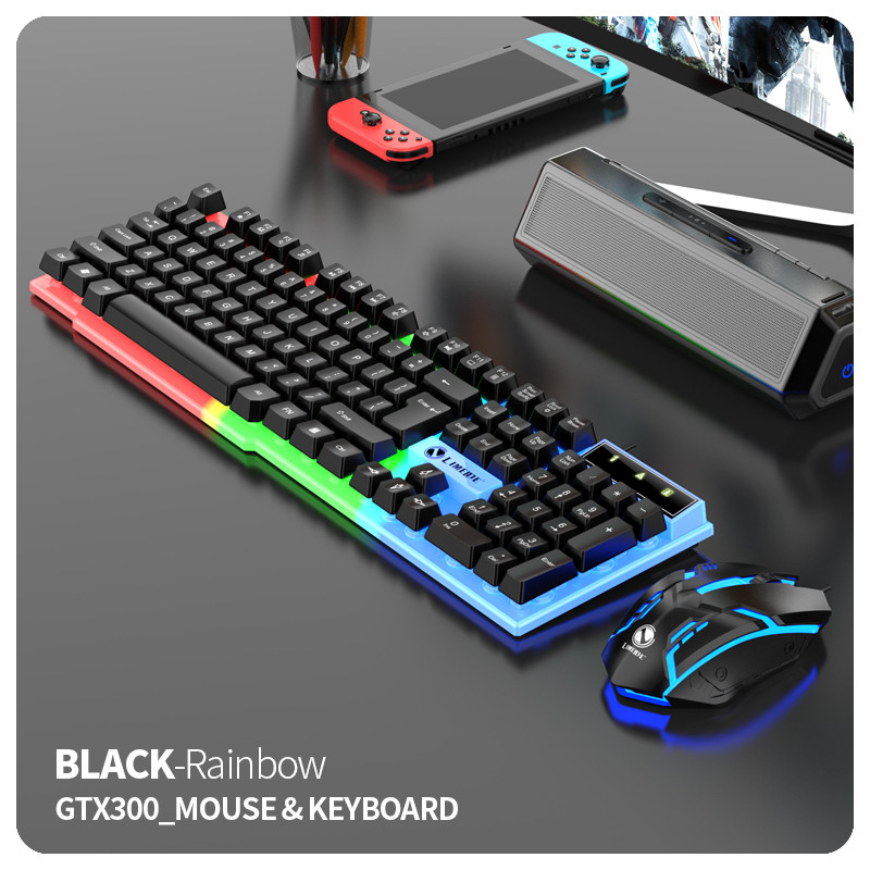 کیبورد و ماوس گیمینگ لایماید مدل GTX300-PINK VERSION، سوییچ ممبران، Full-Size، نورپردازی LED RGB