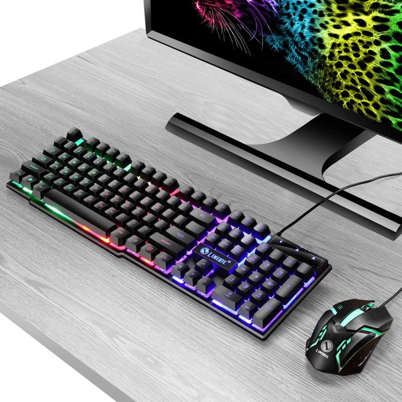 کیبورد و ماوس گیمینگ لایماید مدل GTX300-PINK VERSION، سوییچ ممبران، Full-Size، نورپردازی LED RGB