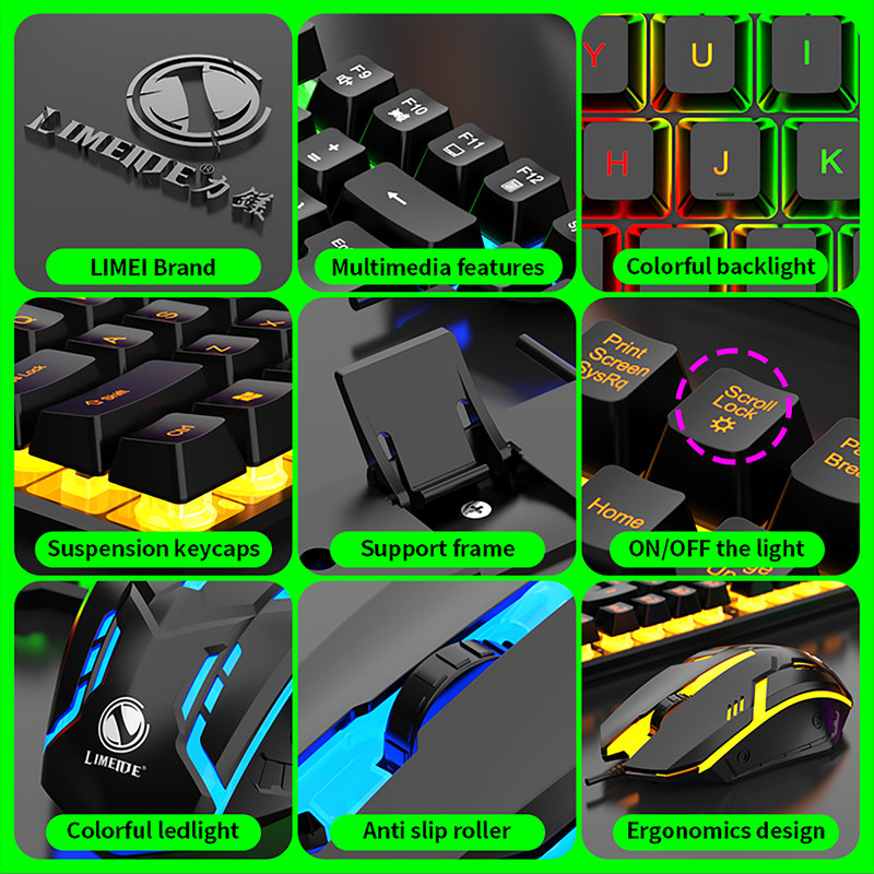 کیبورد و ماوس گیمینگ لایماید مدل GTX300-PINK VERSION، سوییچ ممبران، Full-Size، نورپردازی LED RGB