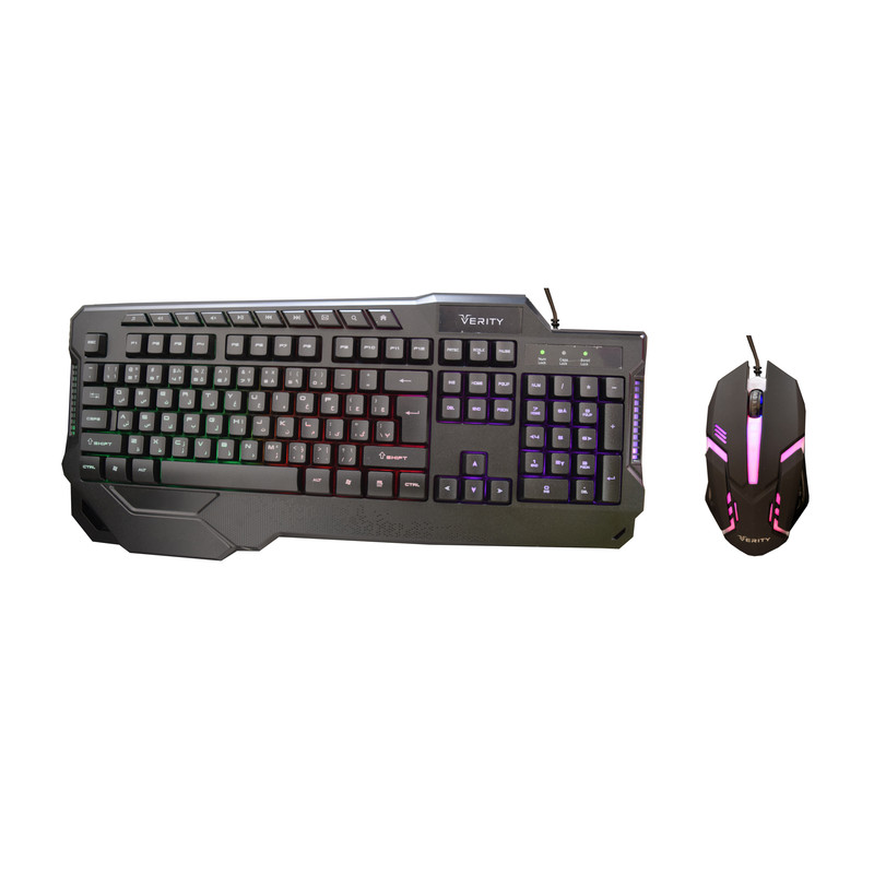 کیبورد و ماوس گیمینگ وریتی مدل V-KB6121GCW، سوییچ ممبران، Full-Size، نورپردازی LED RGB