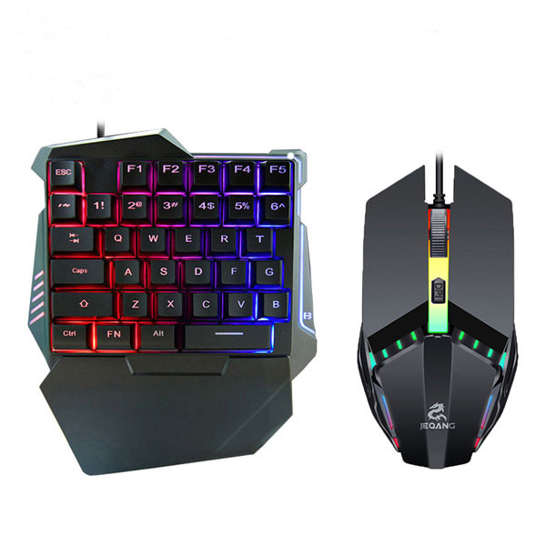 کیبورد و ماوس گیمینگ جکنگ مدل 913،سوئیچ ممبران، Tenkeyless، نورپردازی LED RGB