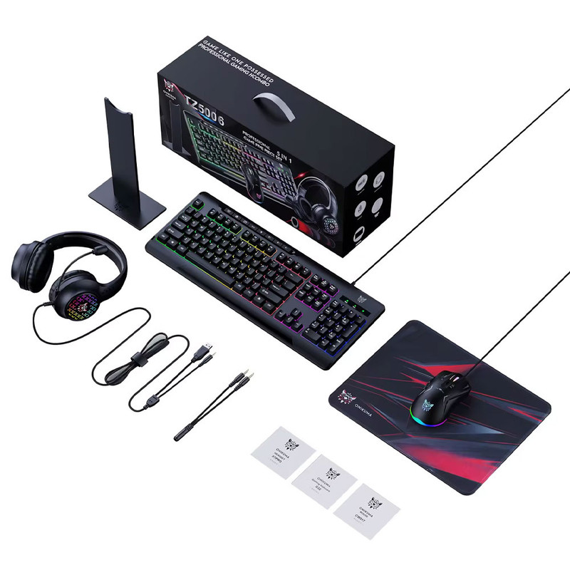 ست گیمینگ اونیکوما مدل TZ5006، سوییچ ممبران، Full-Size، نورپردازی LED RGB