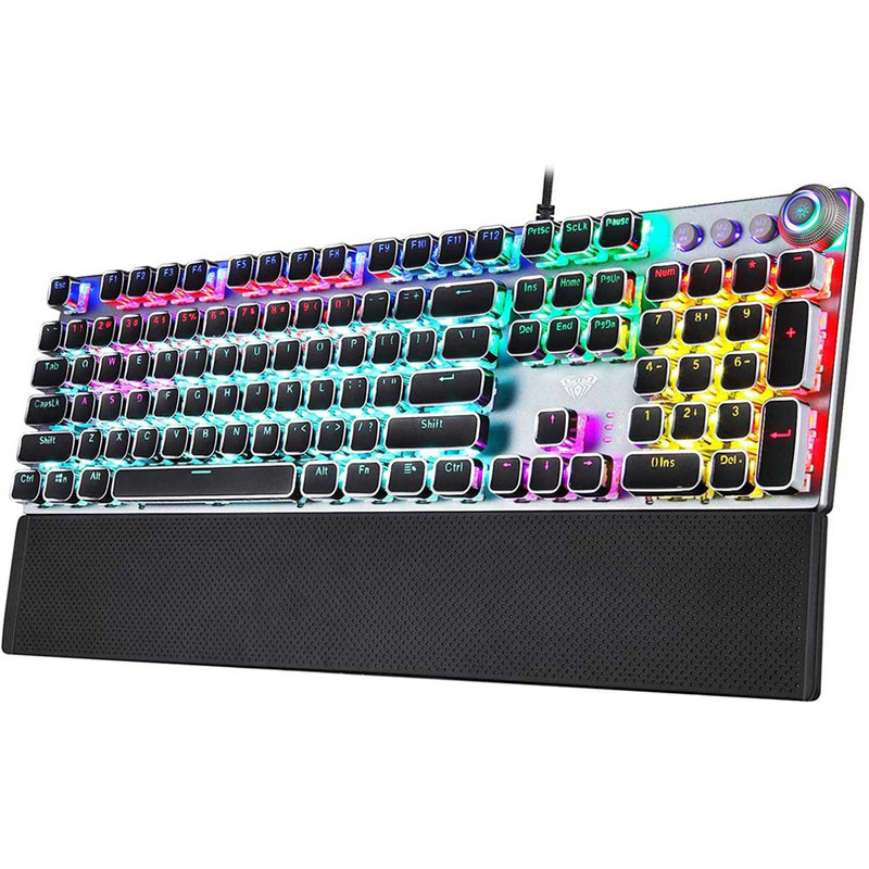 کیبورد گیمینگ آئولا مدل Aula F2058، سوئیچ مکانیکال آبی، Full-size، نورپردازی RGB