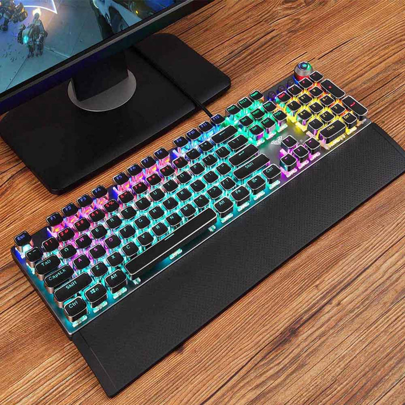 کیبورد گیمینگ آئولا مدل Aula F2058، سوئیچ مکانیکال آبی، Full-size، نورپردازی RGB